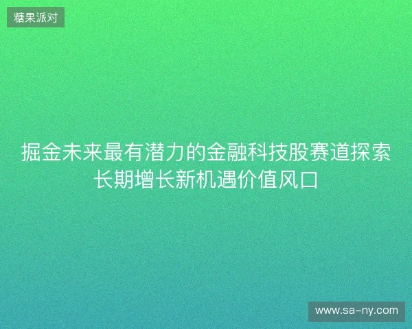 掘金未来最有潜力的金融科技股赛道探索长期增长新机遇价值风口